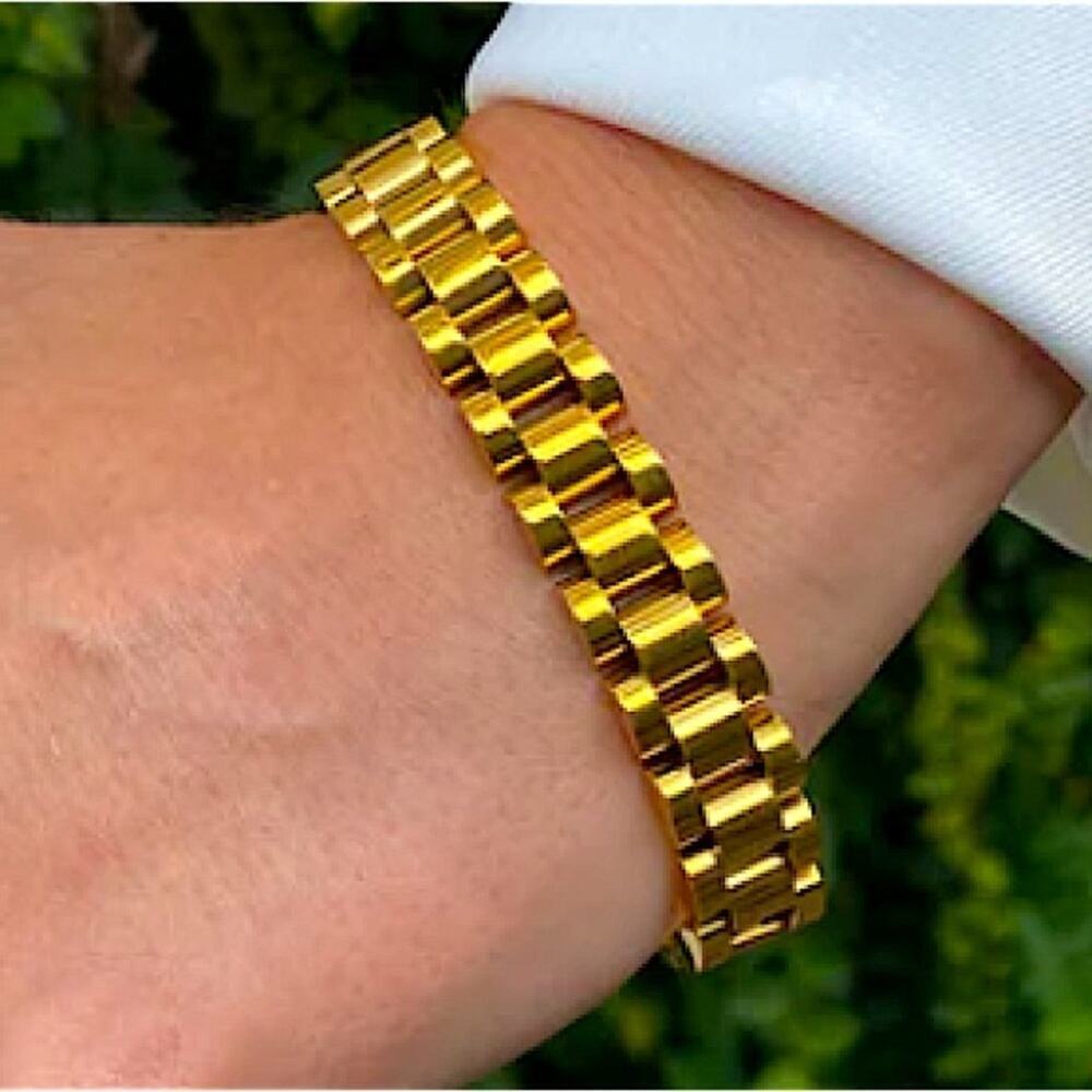 Gold Link Watch Band Bracelet Chain Link Unisex